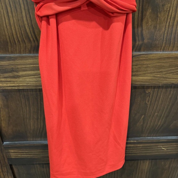 Dress The Population Women Small Red Body Con Wrap V-Neck Cap Sleeve Dana - Picture 5 of 14